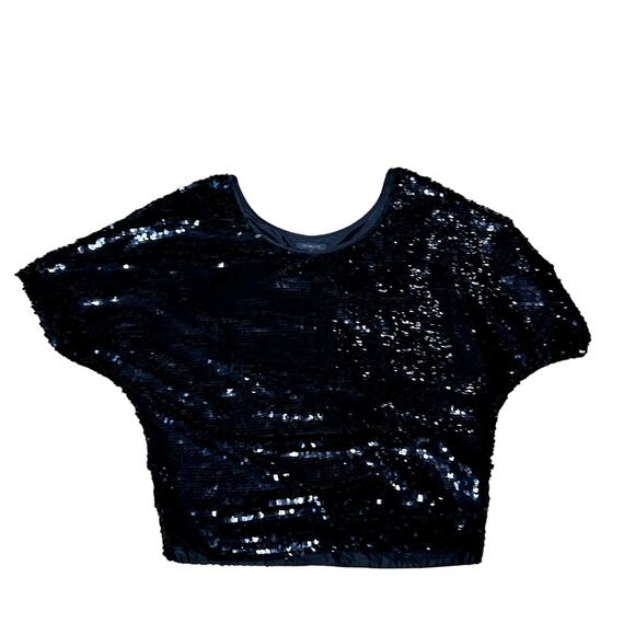 Rachel Zoe Sequin Poncho Womens Size Small (P) Black Relaxed Party Glam - Picture 2 of 7